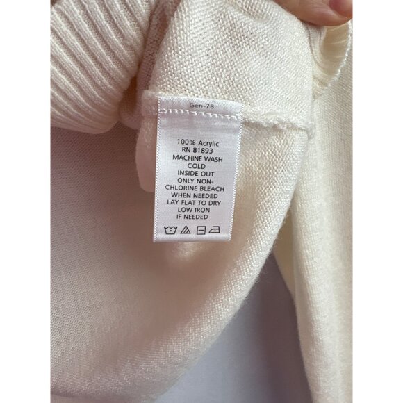 Denim & Company Womens Small Ivory Open Front Cardigan Sweater - Picture 4 of 5